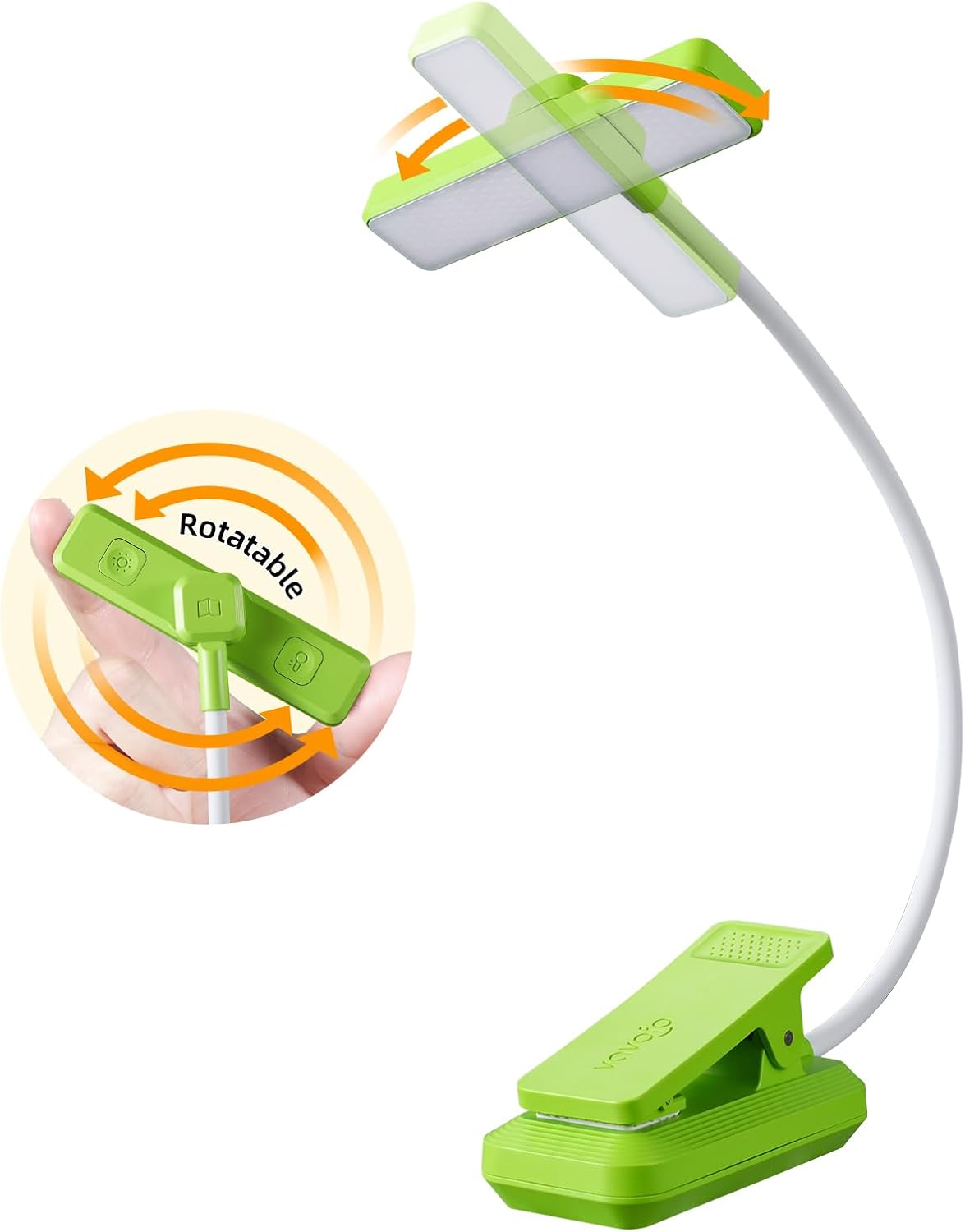 VAVOFO 24 LEDs Rotatable Book Light, Rechargeable Clip Reading Lamp