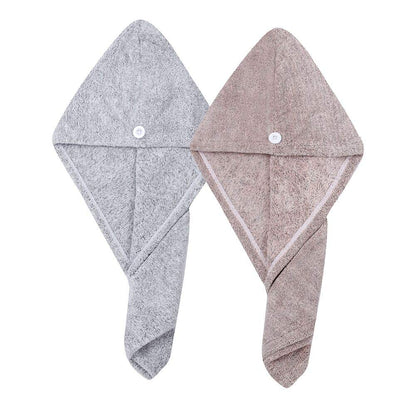 M-bestl 2 Pack Microfiber Hair Towel Wrap,Hair Drying Towel with Button,Quick Dry Hair Towel Turban for Women,Absorbent Anti-frizz Head Towel for Long Thick Curly Hair(Pink&Beige)