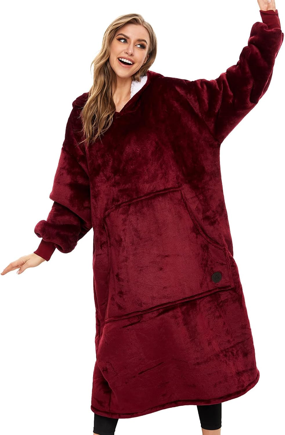 THREE POODLE Wearable Blanket Hoodie for Women, Oversized Sherpa Sweatshirt Blanket for Adults Men, Cozy Hooded Blankets, Gifts for Teen Girls Women Mom Sister
