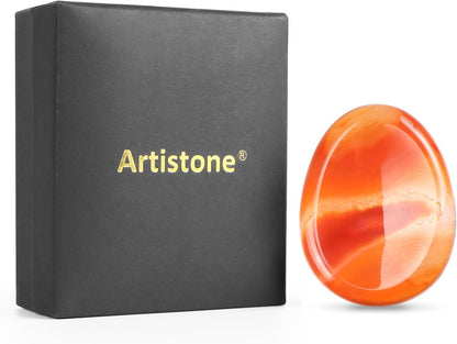 Artistone Moss Agate Crystal Chakra Thumb Worry Stone Teardrop Reiki Healing Stone Pocket Palm Stones for Anxiety Stress Relief Meditation Therapy Geometry Home Decor