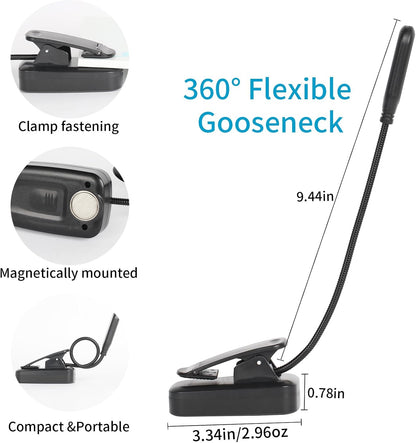 4 Pack Reading Light with 3 Color Temperature, 6 LED Book Clip Lamp for Reading in Bed, Easily Clip on to a Small Mini Lightweight Book Lights for Read Book Lovers