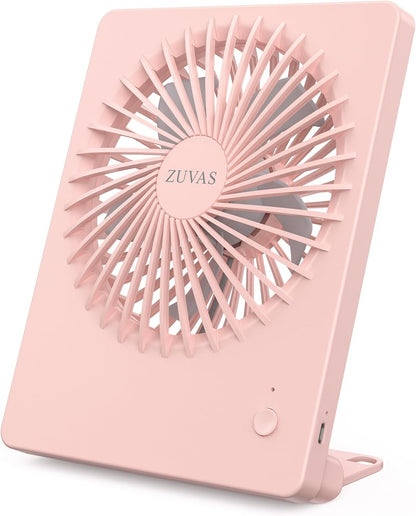 Zuvas Desk Fan Battery Operated Fan Rechargeable 180°Tilt Folding Personal Fan Ultra Quiet Small Portable 3 Speed Adjustable Strong Wind Fan For Office Bedroom Home Desktop Camping (White)