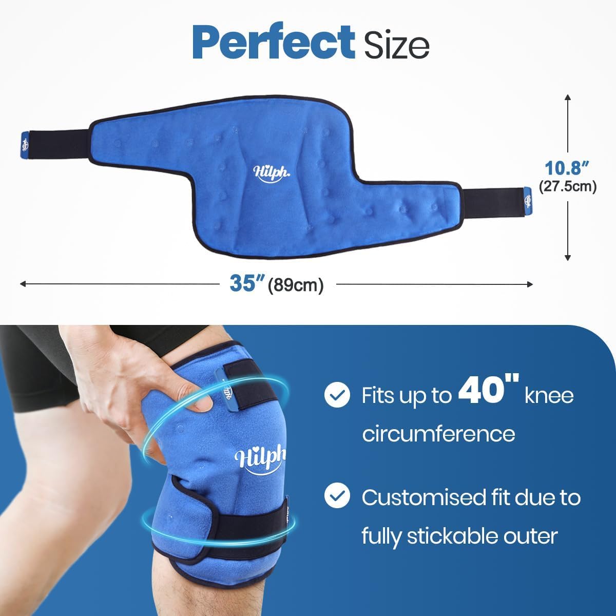360° Full Coverage Knee Ice Pack Wrap for Post-Surgery Recovery - Bendable & Adjustable Hot Cold Therapy for Pain Relief, Swelling, Arthritis - Easy to Wear, Reusable Gel Pack for Men & Women, Black