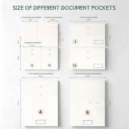 JOYCE Important Document Organizer 14 Expanding Pockets,Brown