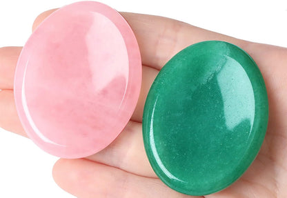 2PCS Worry Stone for Anxiety Tigers Eye Amethyst Healing Crystals Hand Thumb Stones Pocket Gemstones Meditation Accessories Oval Crystal Natural Relax Palm Stone Anxiety Relief Items Stocking Stuffers