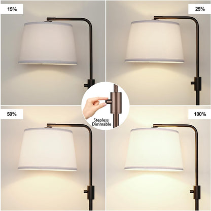 【Upgraded】 Dimmable Floor Lamp, 1000 Lumens LED Edison Bulb Included, Arc Floor Lamps for Living Room Modern Standing Lamp with Linen Shade, Tall Lamp for Bedroom Office Dining Room- Black