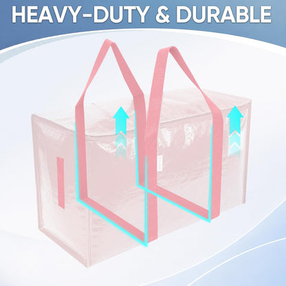TICONN Extra Large Moving Bags Heavy Duty with Zippers & Carrying Handles, Durable Storage Bags Moving Boxes for Closet Organizers and Storage (Blue)