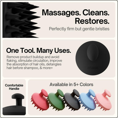 SXNSE - Revive Silicone Scalp Massager, Arctic - Manual Hair & Scalp Scrubber for Dandruff, Buildup, Itch, & Hair Growth - Soft Exfoliating Silicone Bristles for Wet & Dry Hair, Flake-Free Finish