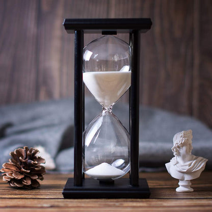 BELLAWARE Hourglass Timer with Red Sand, 60 Minute Wooden Sand Timer | Creative Handcraft Decoration