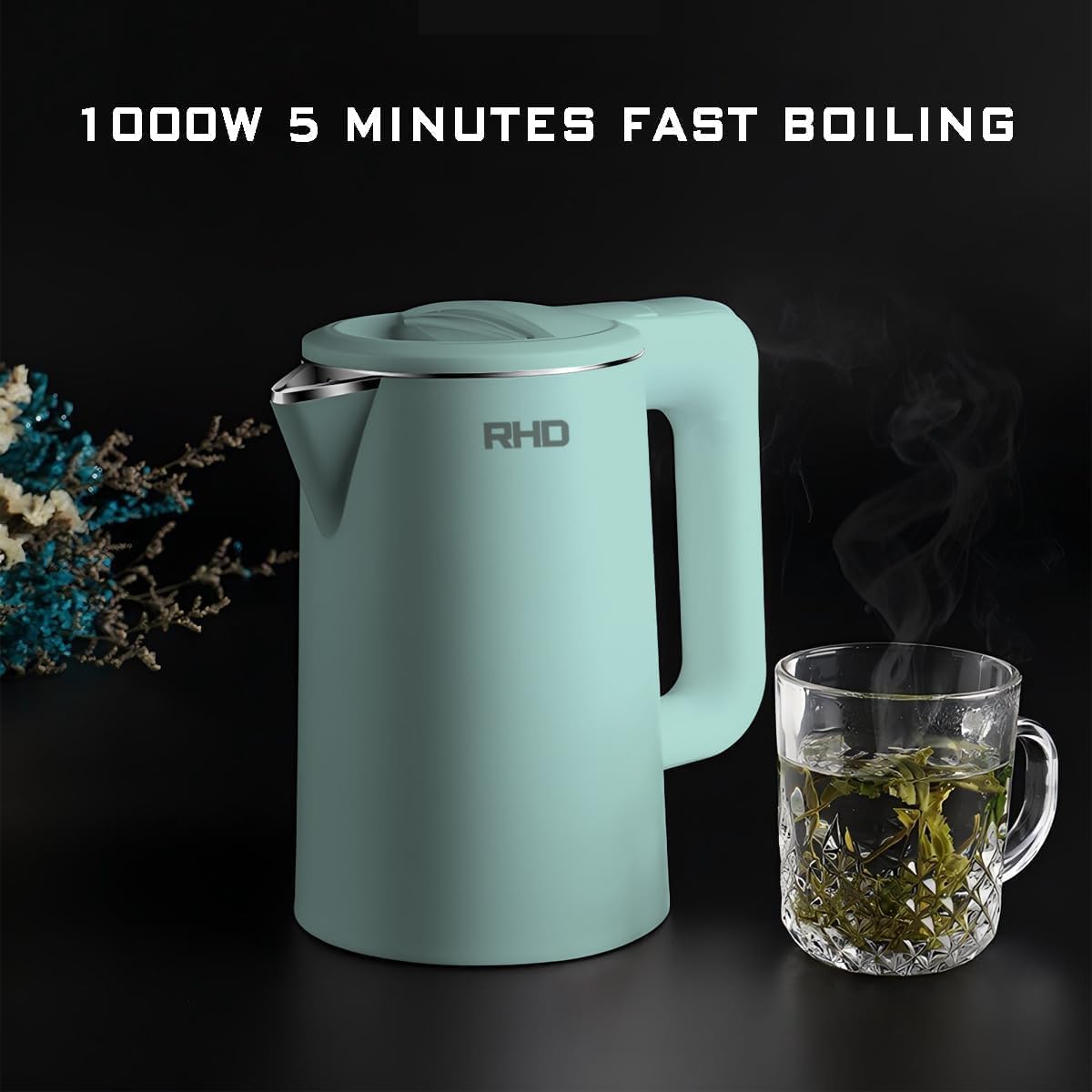 RHD 0.5L Small Portable Electric Kettle, 600W Stainless Steel Travel Kettle