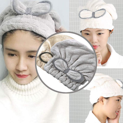 Jseng 2PC Microfiber Hair Drying Caps, Extrame Soft & Ultra Absorbent, Fast Drying Hair Turban Wrap Towels Shower Cap for Girls and Women