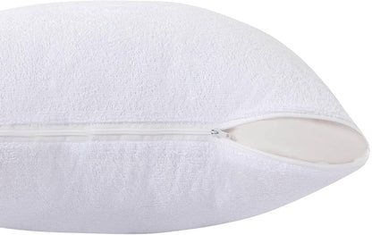 Kingnex Feather Proof Pillow Protectors with Zipper Standard Size 2 Pack - 100% Waterproof - Down Proof - Terry Surface