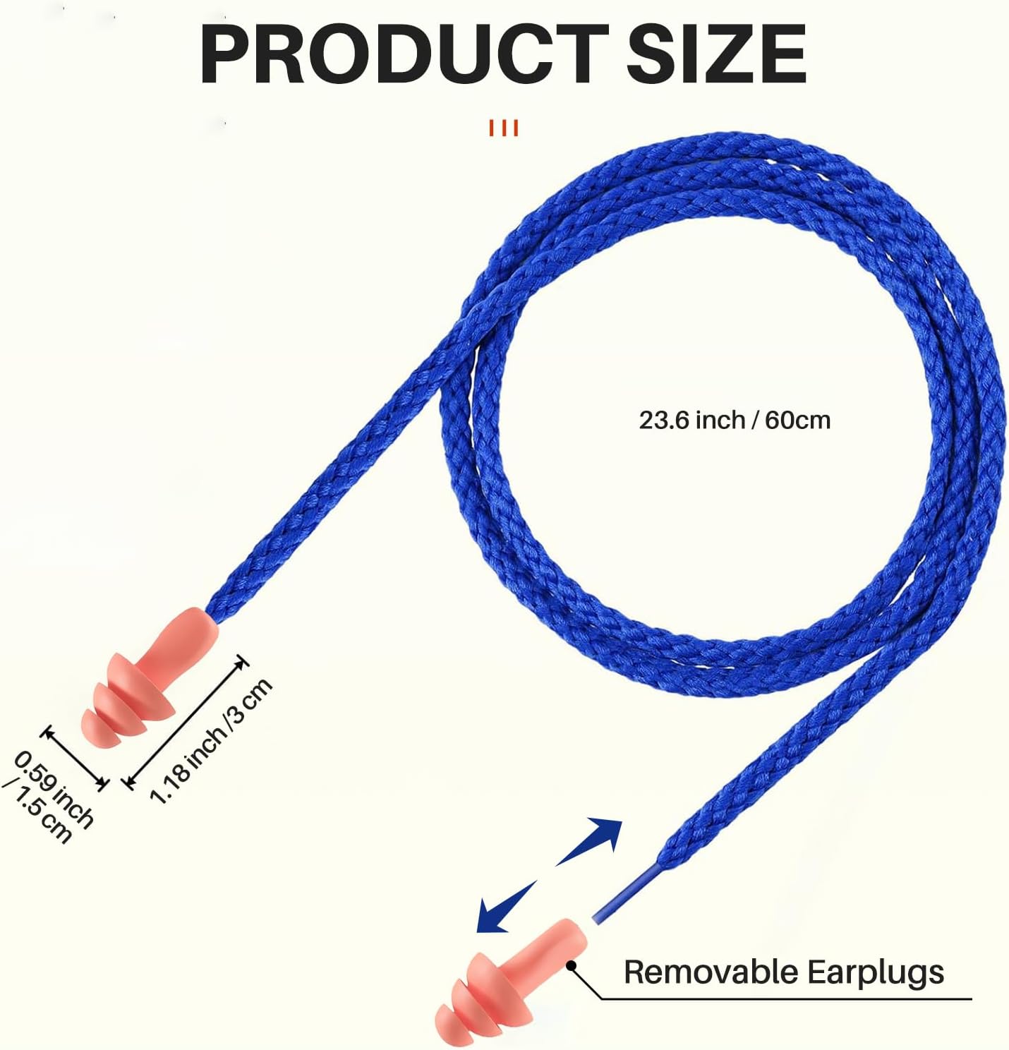 NRR 33dB Foam Ear Plugs with Cord,100 Pairs/Box，for Sleeping | Ultra-soft PU foam, fit ear canals, individually wrapped,earplugs for Construction , traveling, studying. shooting ranges