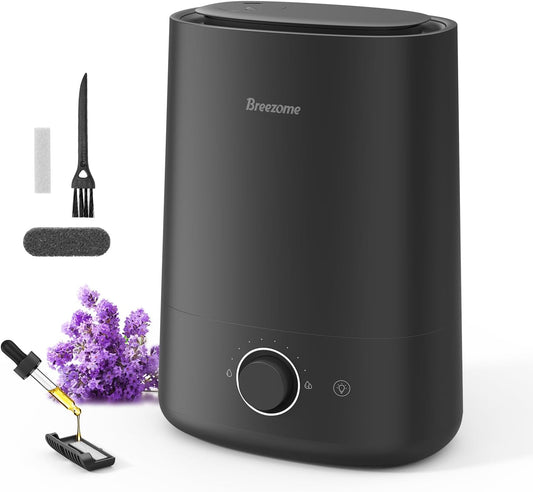 BREEZOME 5L Humidifier for Bedroom 360° Nozzle 50H Runtime Quiet Operation