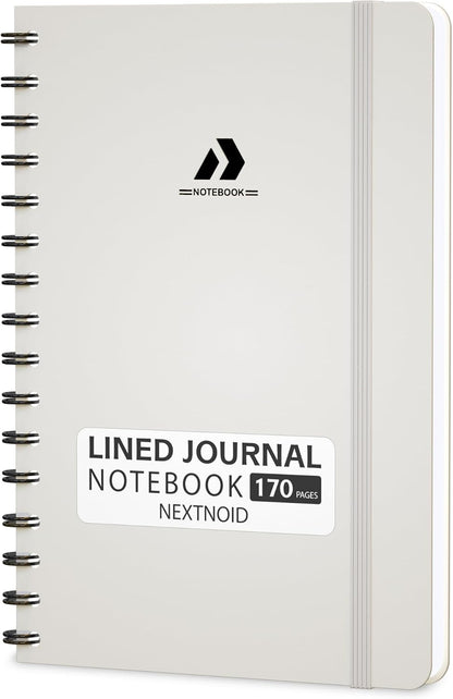 Nextnoid Lined Spiral Notebook Journal For Women & Men - A5(5.8" x 8.3") 170 Pages, Hardcover Notebooks for Work & Note Taking, College Ruled Journals for Writing - Grey