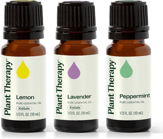 Plant Therapy Lemon, Lavender & Peppermint Essential Oil Set 10 mL (1/3 oz)