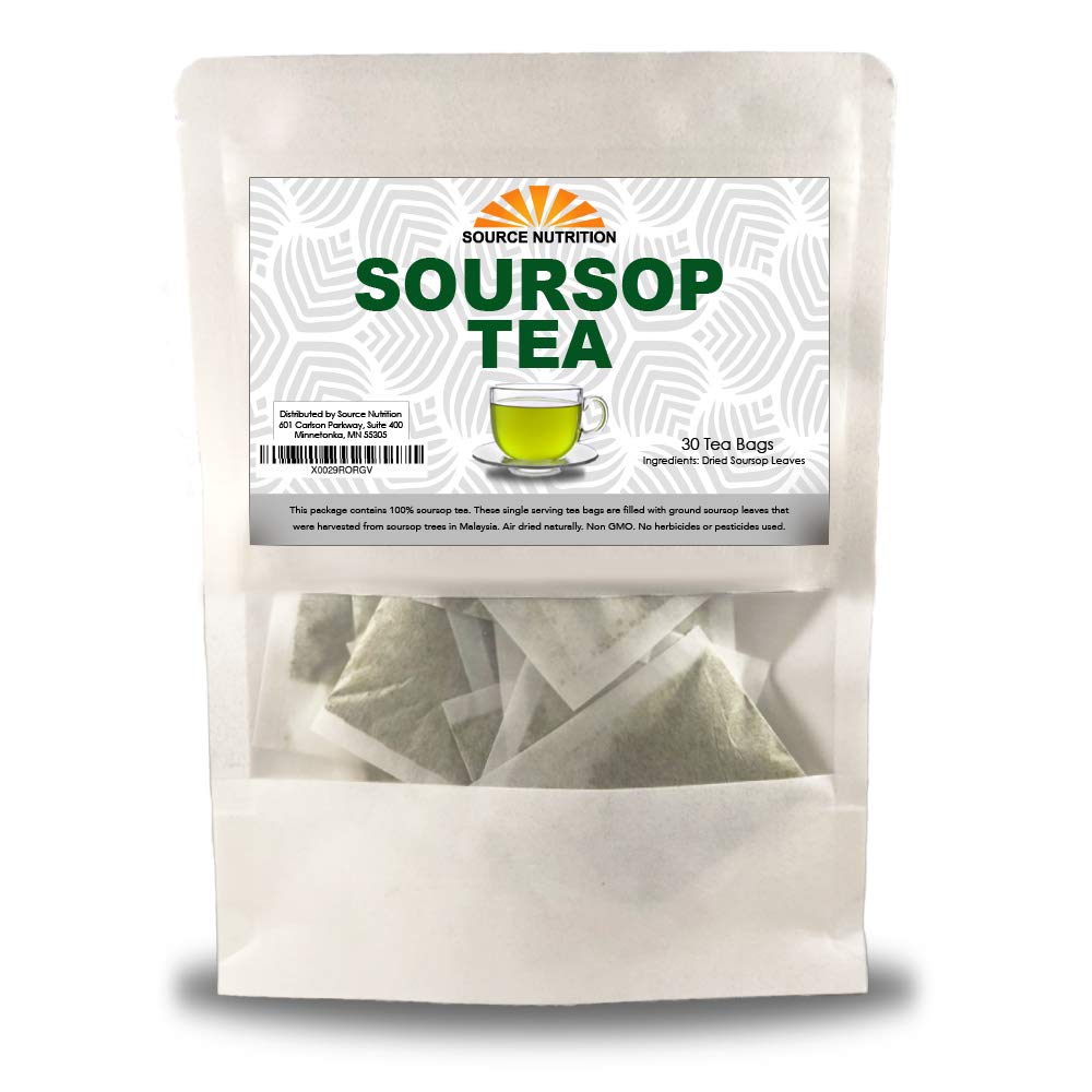 Soursop Leaf Herbal Tea Bags, 30 Count – All-Natural Dried Annona Muricata Leaves, Caffeine-Free Herbal Tea