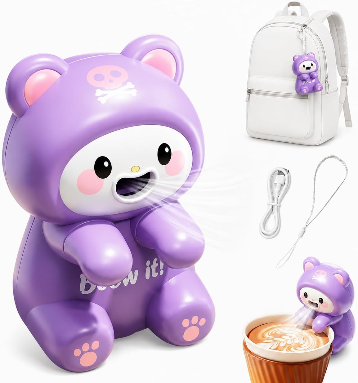 Cooling Clip-On Mini Fan for Cup & Bowl,Dinosaur Animal Fans Coffee Chiller