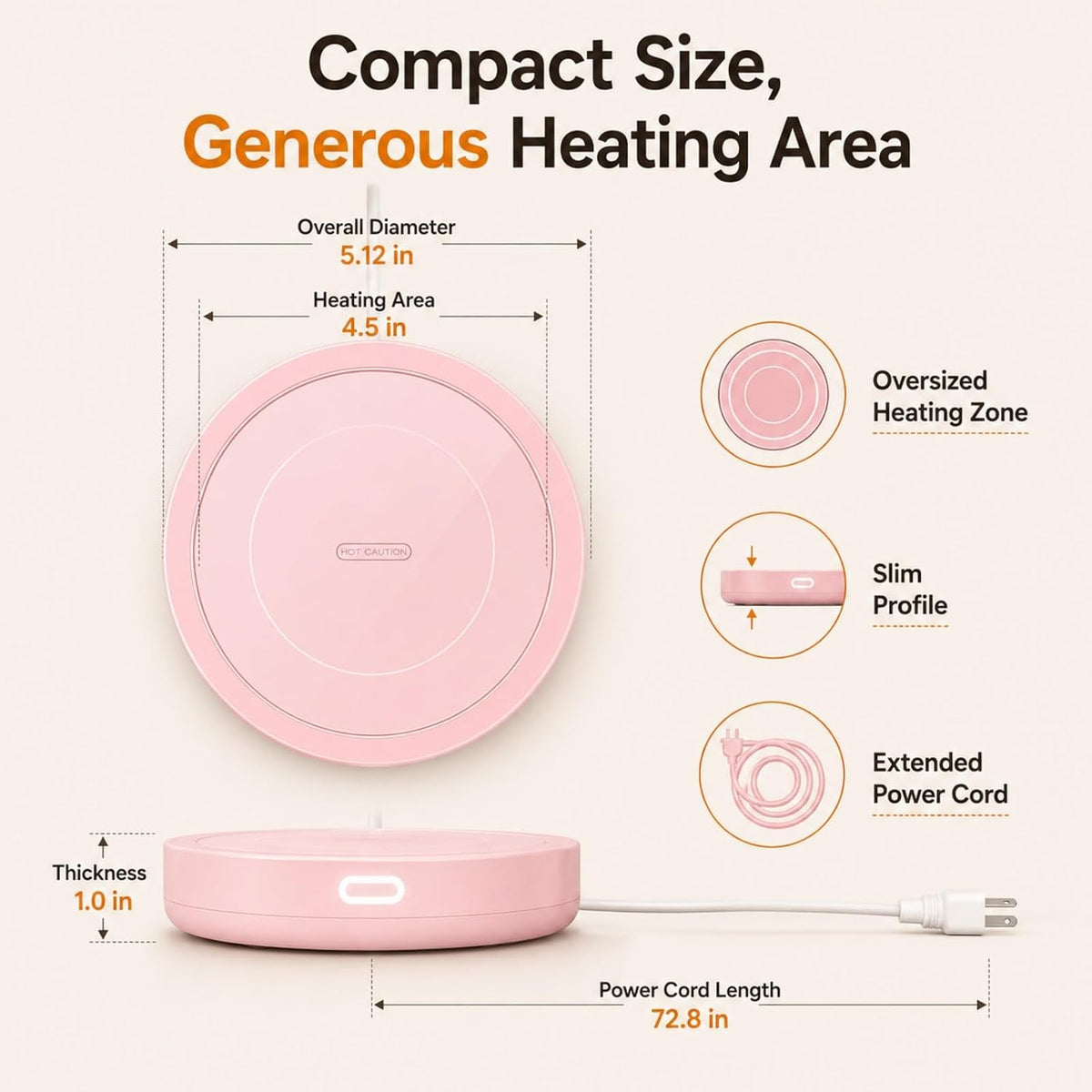 BESTINNKITS White Smart Coffee Auto On/Off Gravity-Induction Mug Office Desk Use, Candle Wax Cup Warmer Heating Plate (Up to 131F/55C)