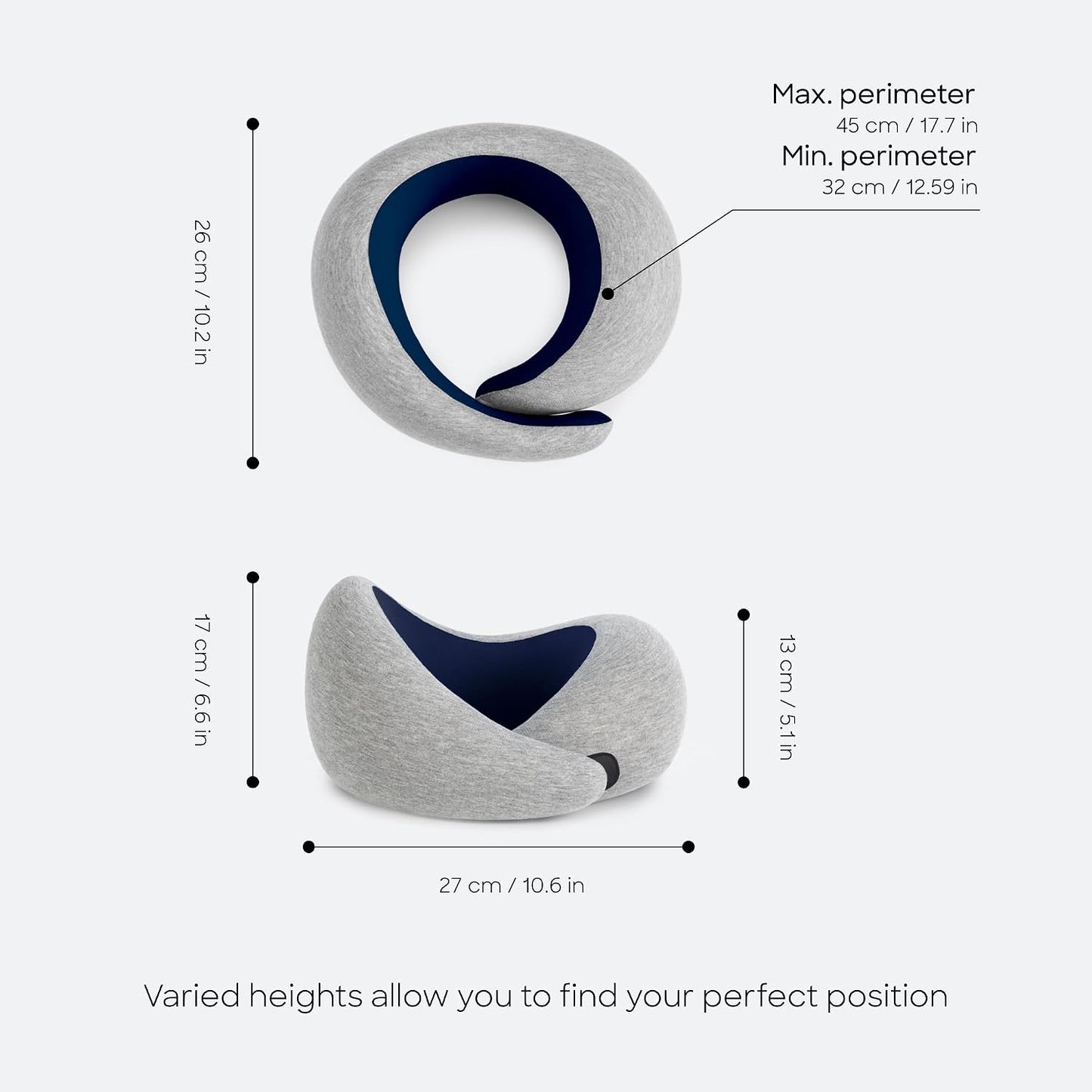 Ostrichpillow Go Neck Pillow, Travel Pillows for Airplanes, Premium Memory Foam Travel Pillow, 360º Ergonomic Design, Asymmetrical Sides, Travel Bag Included, Washable Modal Cover