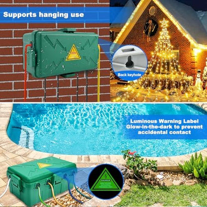 Hrensaw Large Outdoor Electrical Box Waterproof(12.5x8.5x5inch),IP54 Waterproof Outdoor Outlet Covers,Weatherproof Extension Cord Covers Protect Outlet,Plug,Timer,Power Strip,Holiday Light,Black