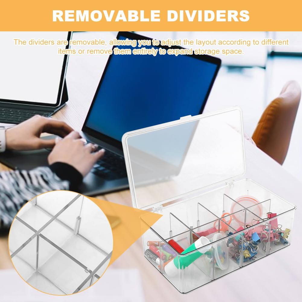 Clear Tea Bag Organizer with Lid, Stackable Storage Bin with Dividers