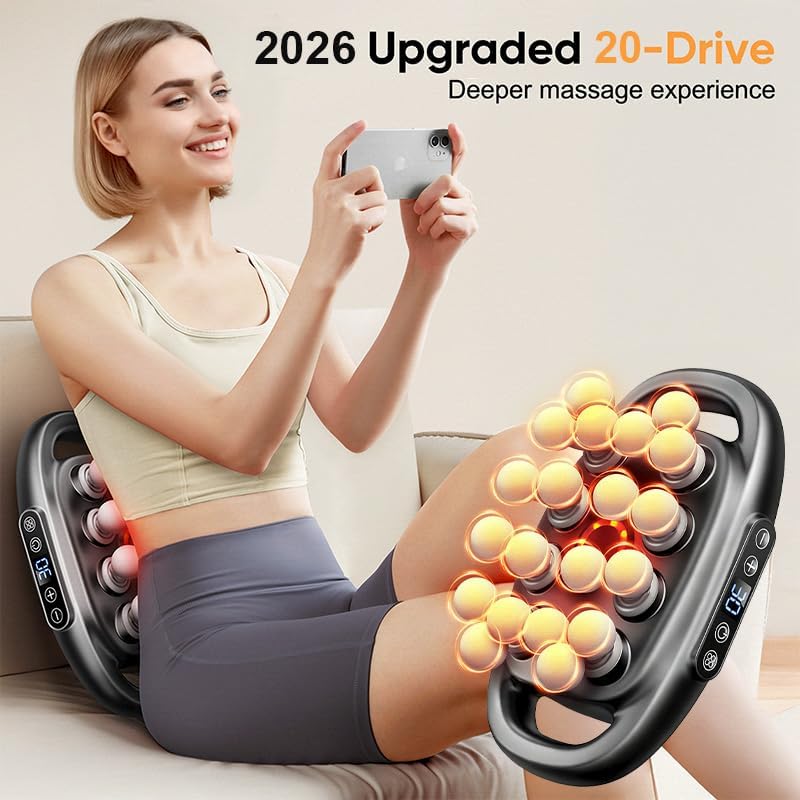 16 Head Massage Gun Deep Tissue - 2026 Upgrade 16-Drive Back Muscle Massager with 3 Modes & 30 Intensities, Portable Quiet Percussion Massager for Legs, Waist, Back, Neck, Buttocks Muscles Pain Relief