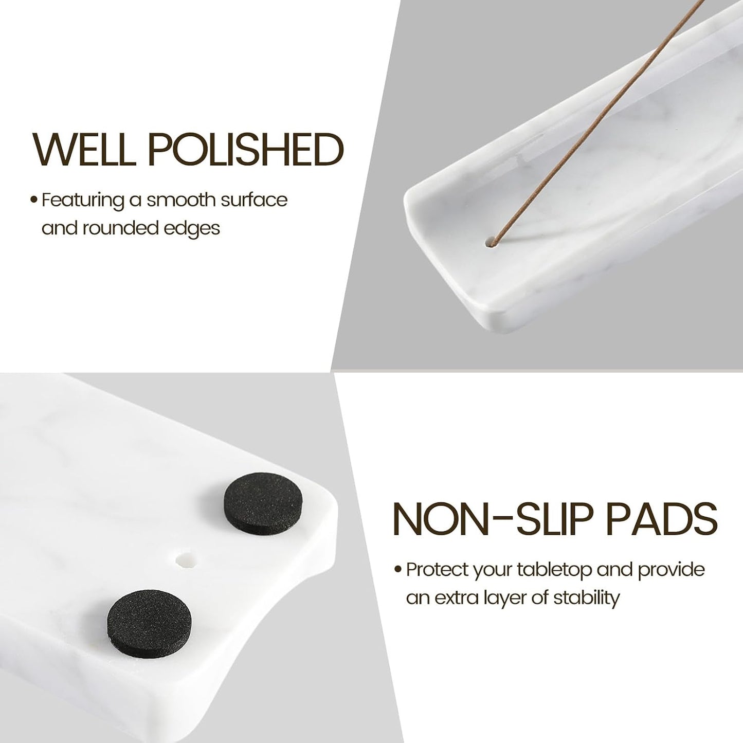 Koville Marble Incense Holder, Incense Holder for Sticks, Incense Sticks Holder Ash Catcher for Meditation Yoga SPA, Natural Stone Incense Burner, Home Table Decor (Grey)