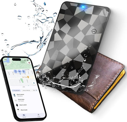 Wallet Tracker Card (iOS & Android), Ultra-Thin Bluetooth Smart Card Tracking Card Item Tracker Work with Apple Find My & Google Find Hub, IPX4 Rechargeable GPS Tracker for Wallet Passport Keys