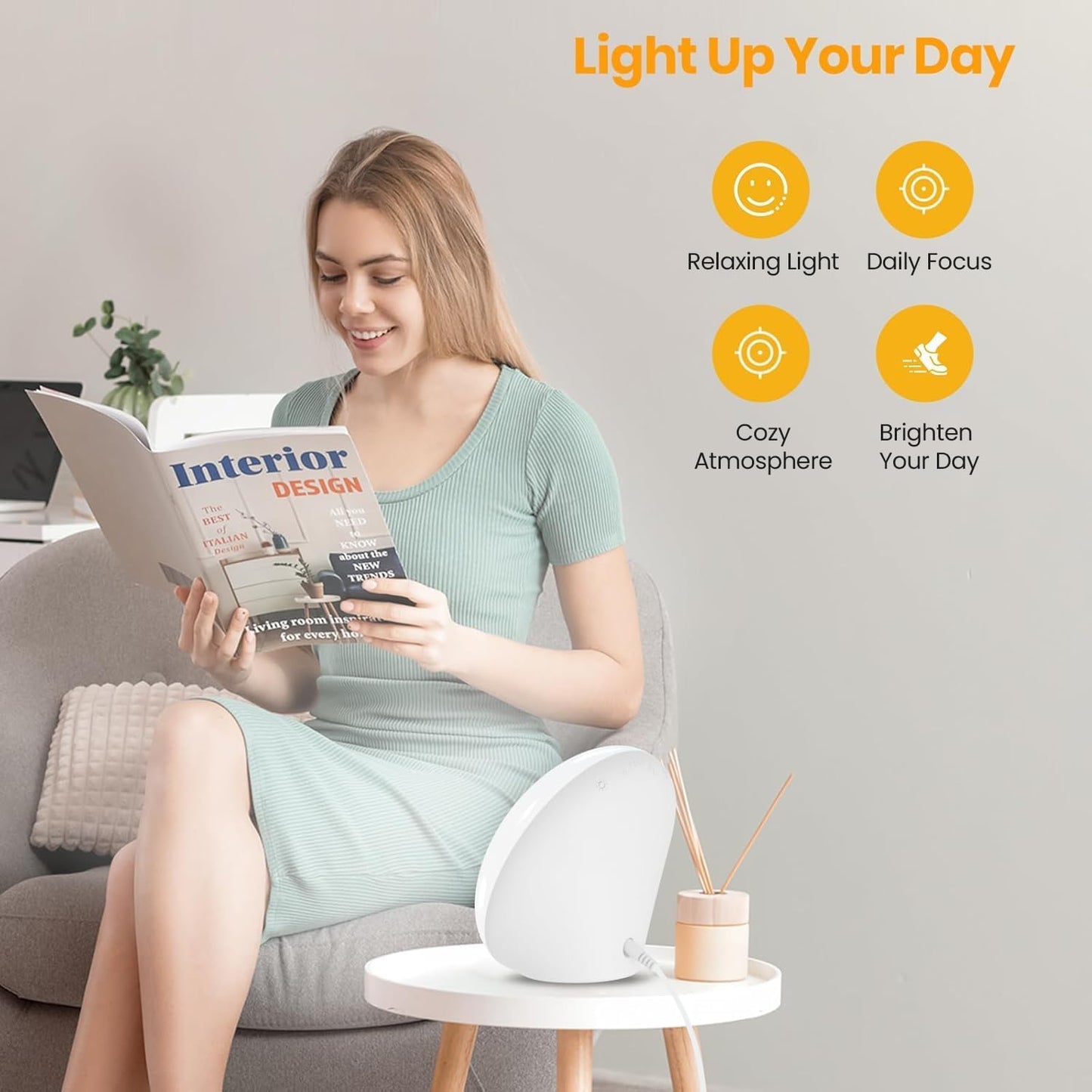 LASTAR Sun Lamp, 10,000 Lux Sunlight Lamp with 4 Color Temperatures & 5 Brightness & 1H Timer, Touch Control Daylight Lamp with Memory Function for Home