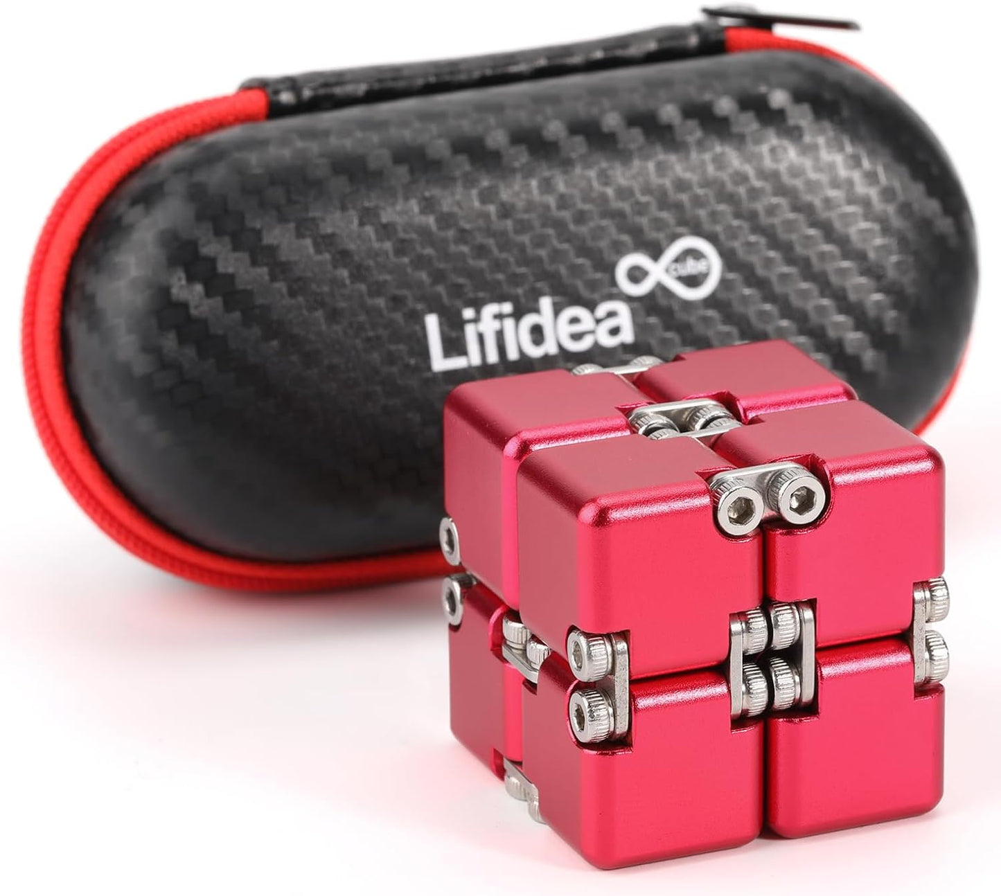 Lifidea Aluminum Alloy Metal Infinity Cube Fidget Cube (6 Colors) Handheld Fidget Toy Desk Toy with Cool Case Infinity Magic Cube Relieve Stress Anxiety ADHD OCD for Kids and Adults (Blue)