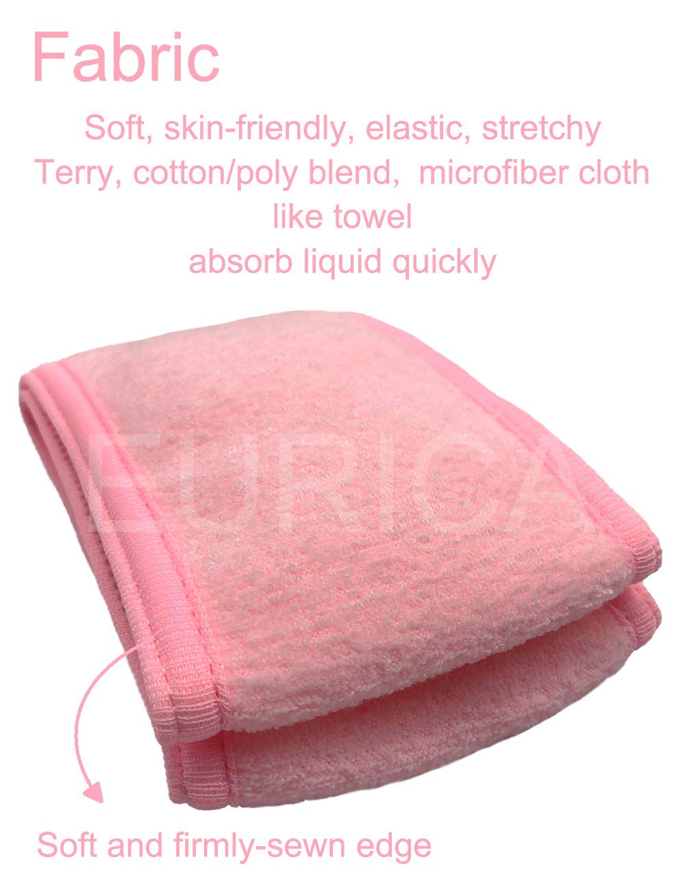 EUICAE Spa Headband 5-Pack Black Sweat Head Towel Wraps - Non-slip Stretchable, Washable for Makeup, Face Wash, Facial Treatment, Sports