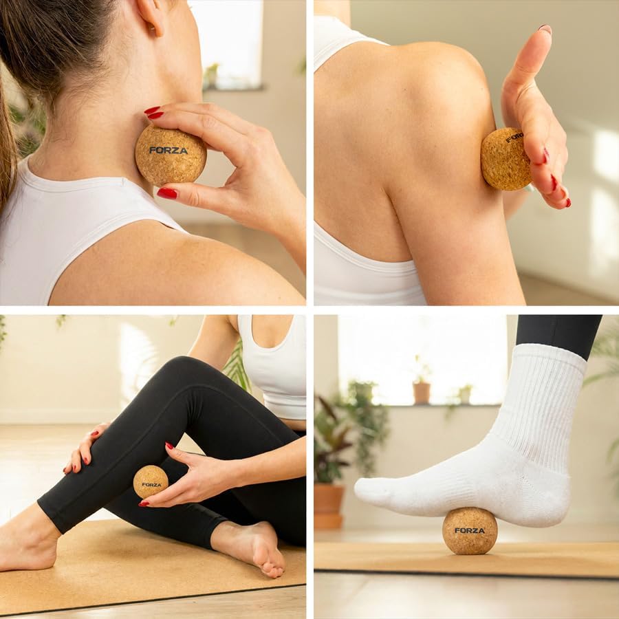 FORZA Yoga Complete Cork Bundle – Cork Mat, Wheel, Foam Roller, Massage Ball & Blocks – Yoga, Pilates & Recovery Set for Stability, Mobility & Home Workouts