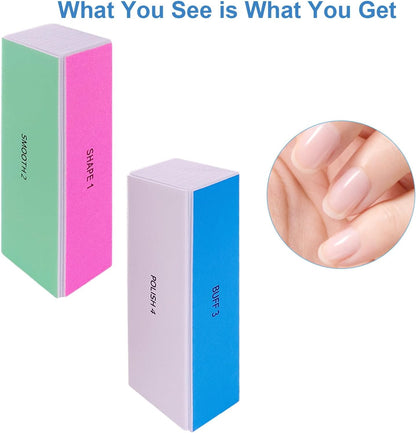 4 Way Nail Buffer Block (6 pcs), Nail Shine Buffers Blocks Files for Natural and Acrylic Nails Smoother Buffing Block Polisher Fingernail File Buffer 120/240/600/3000 Grit for Buffing Shinning