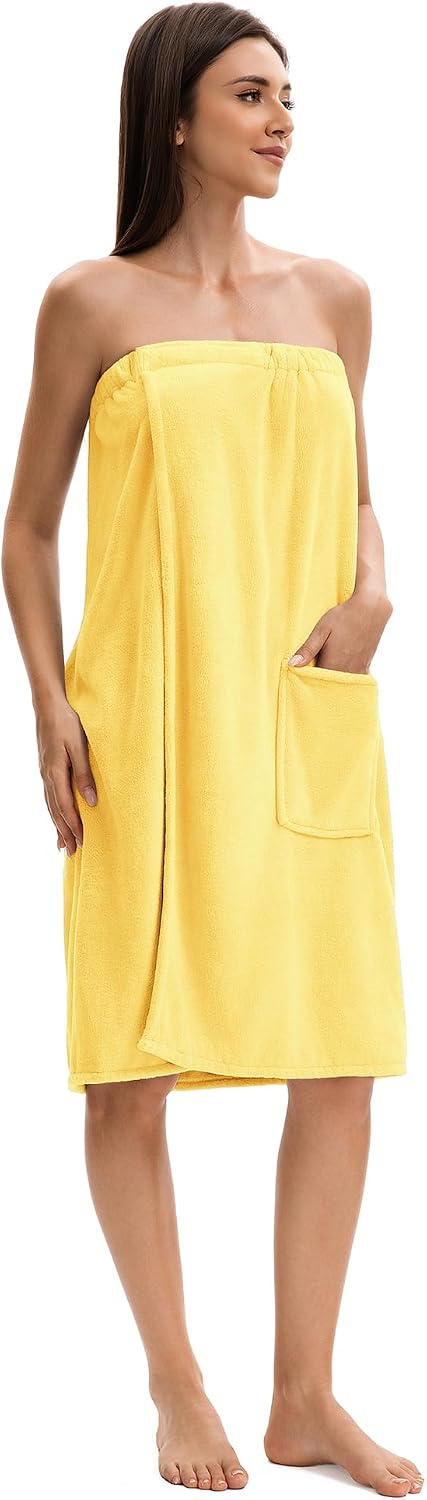 Towel Wrap For Women After Shower，Plush Bath Robe Female，Sauna Spa Wrap Around Towels With Pockets