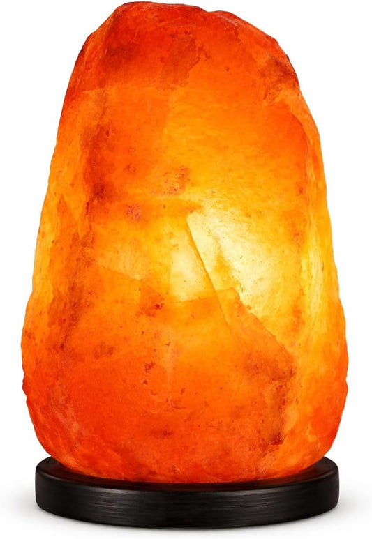 Himalayan Dimmable, Natural Himalayan Crystal Rock Salt Lamp Pink Light, Hand Crafted Wooden Base Direct from Foothills of The Himalayas Home Decor, Night Light & Gifts