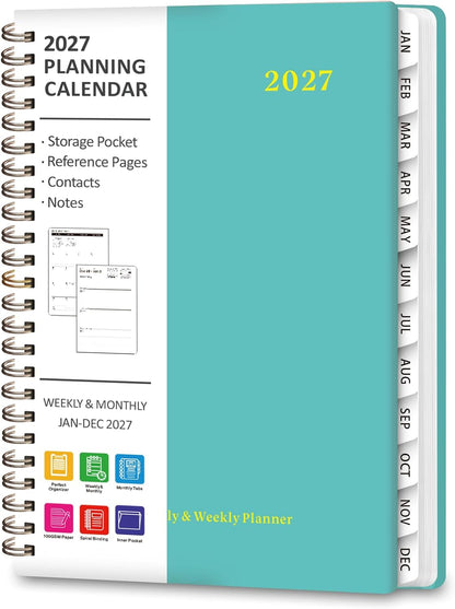 Planner 2026-2027, Weekly and Monthly Calendar Planner, JUL 2026 - JUN 2027 - Colors B