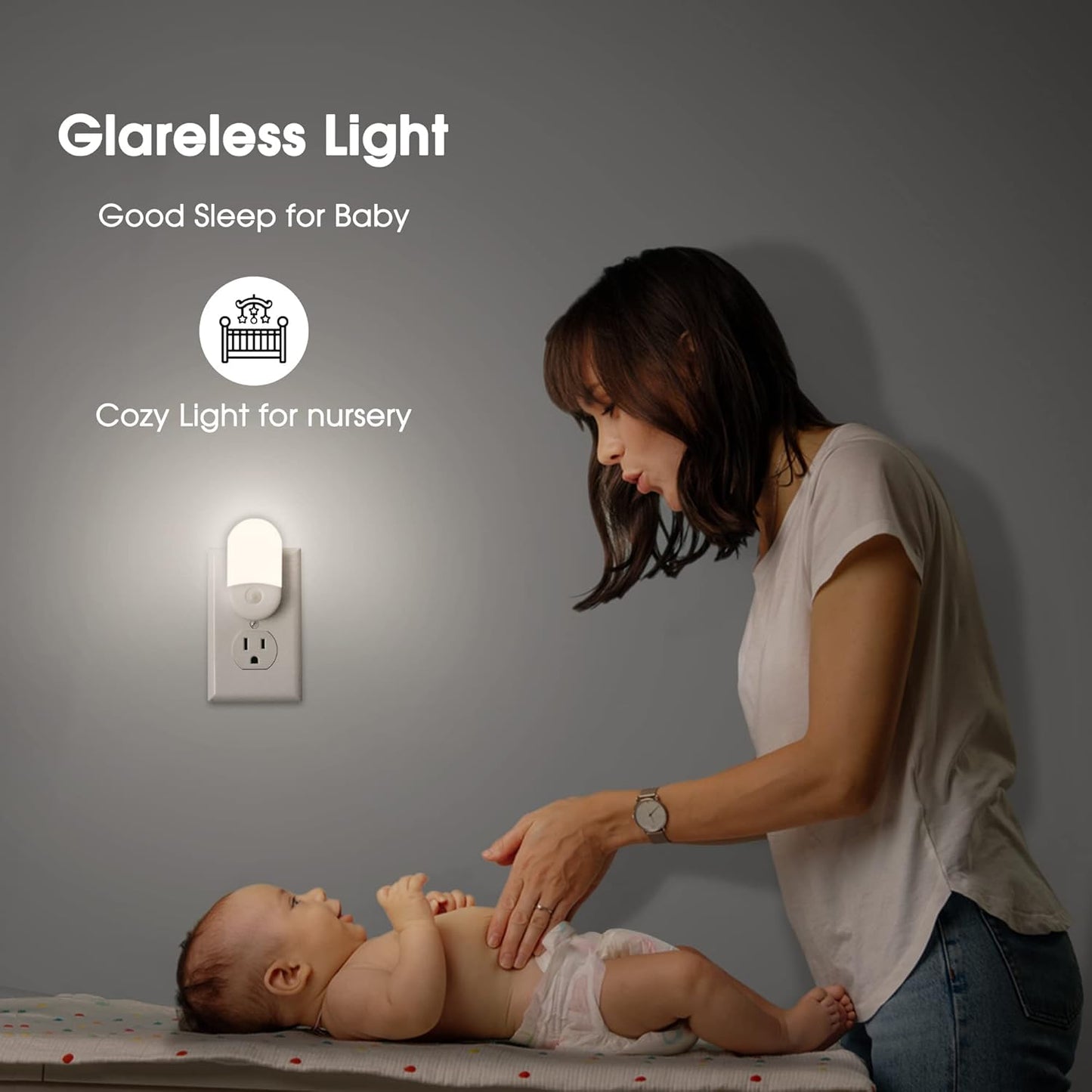 L LOHAS LED Amber Night Light, Night Lights Plug into Wall[2 Pack], 0.6W 2000K LED Night Light, Dusk to Dawn Sensor, 30/60LM Adjustable Brightness, Automatic Low Blue Nightlight for Kids, Bathroom