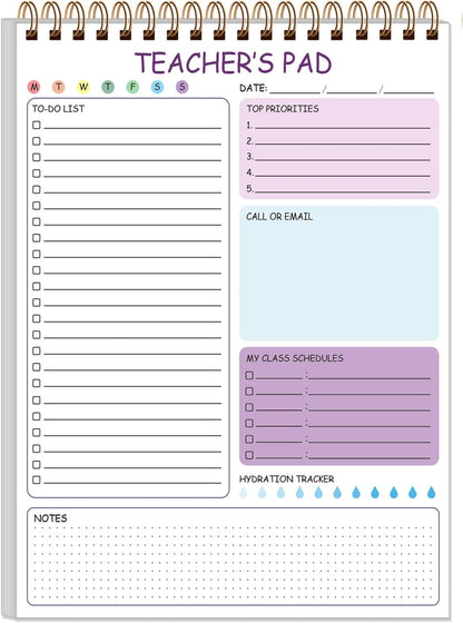 Teacher Notepad - A4 Teacher To Do List Notepad, Spiral Checklist Notebook Organizer for Teachers Notes Task Appointment, Teacher Appreciation Gifts, 8'' x 11'', Green