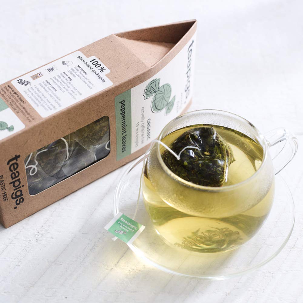 Teapigs Peppermint Leaves Tea Bags Made With Whole Tea Leaves, Natural Ingredients, Non-GMO, Caffeine-Free – 50 Count (1 Pack of 50 Teabags)