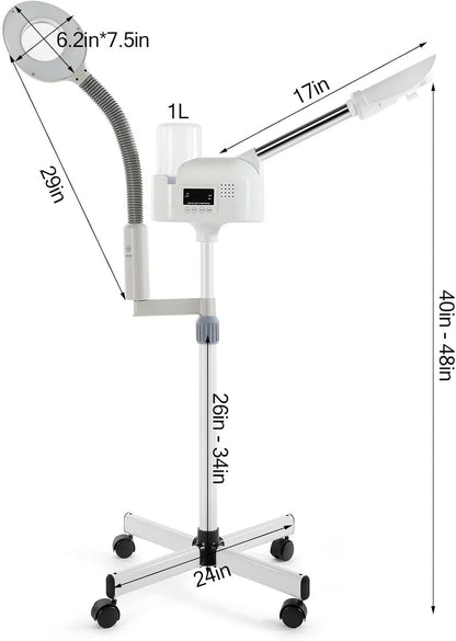 Artist hand Professional Facial Steamer with 5X LED Magnifying Lamp 3 in 1