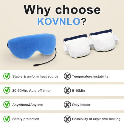 KOVNLO Heated Eye Mask, Washable USB Electric Moist Heat Warm Compress for Eyes, Eye mask with Flaxseed for Dry Eyes, Blepharitis, Chalazion, MGD, Stye Eye Treatment