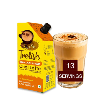 Trelish Sugar Free Chai Latte Super Concentrate | 13 servings | Black tea | Hot or iced | 8.79 fl oz
