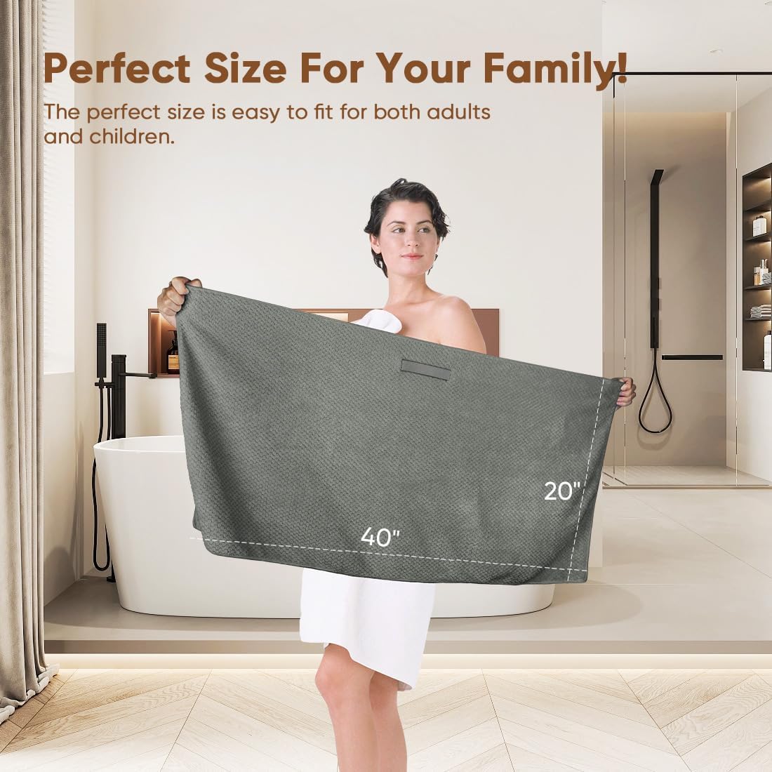 HOMEXCEL 5 Pack Microfiber Hair Towels - 40 x 20 inches Super Soft, Fast Drying Turbans for Long, Thick, Curly Hair - Anti Frizz Wrap with Elastic Strap