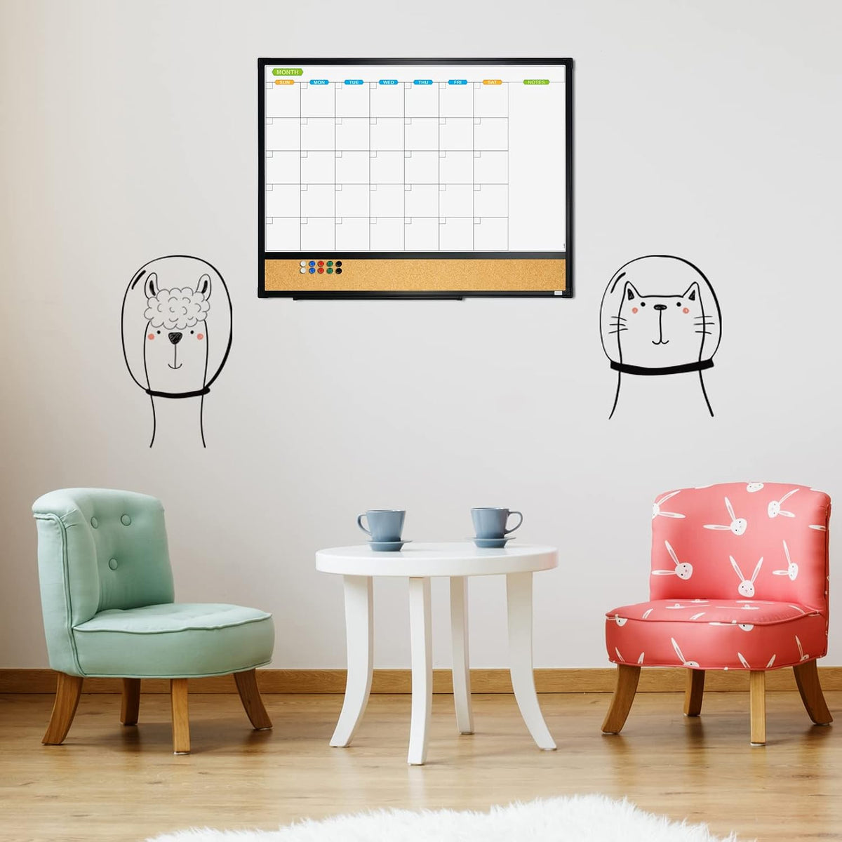 JILoffice Magnetic Dry Erase Calendar Whiteboard, 24" x 18" Monthly Board
