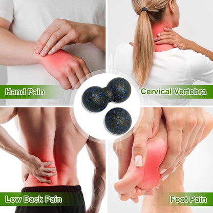 Peanut Massage Ball, Double Lacrosse Foam Roller for Physical Therapy, Firm | Deep Tissue Exercise, Myofascial Release, Muscle Knots Acupoint Relief, Trigger Point Tool for Neck Back Feet Waist Pain
