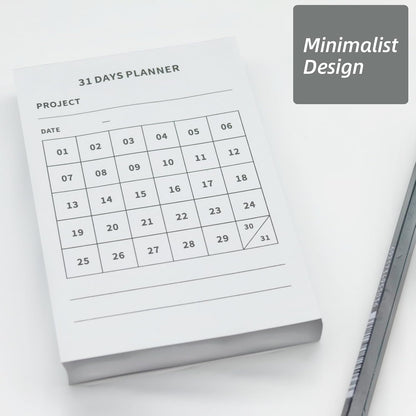 31 Days Planner, 150 Pages Habit Tracker Note, Minimalist 30 Days Challenge Journal for Goal Setting, Productivity, Fitness, Study, and Self Discipline