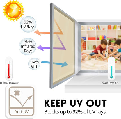 KESPEN Total Blackout Window Film Privacy Static Cling 100% Light Blocking Room Darkening Window Cover Heat Control Anti-UV Glass Sticker Window Tint for Home with Grid Line, 17.5 Inch X 6.5 Feet