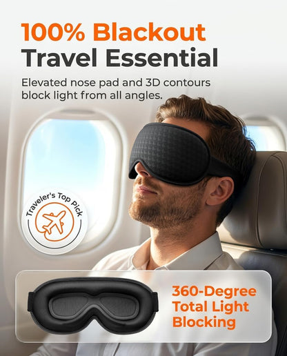 Blackout Weighted Eye Mask for Sleeping: 3D Contoured Gentle-Pressure Sleep Mask for Men & Women - Airplane Travel & Night Shift Essentials, Zero Eye Pressure, Breathable Blindfold, Black