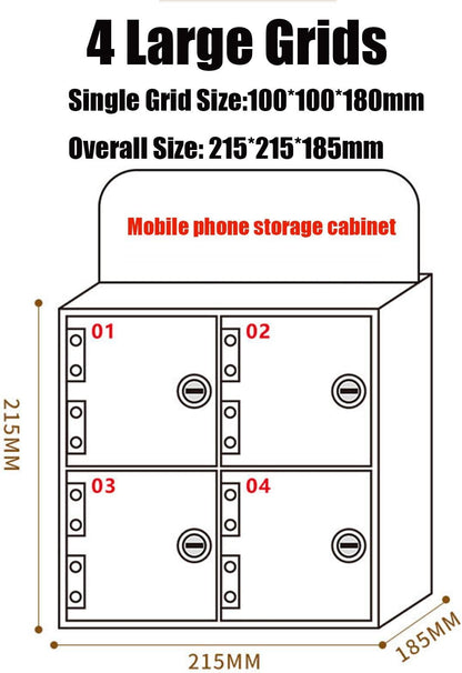 Acrylic Phone Charging Station 50 Slots Wallmounted with LockKeys Secure Mobile Device Nizer for Office Classroom Meeting Room Spacesaving Solution,4Slots